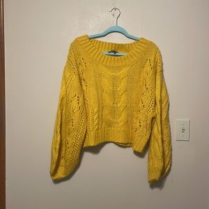 Lulus Charm Me Mustard Yellow Chunky Knit Sweater Size Large